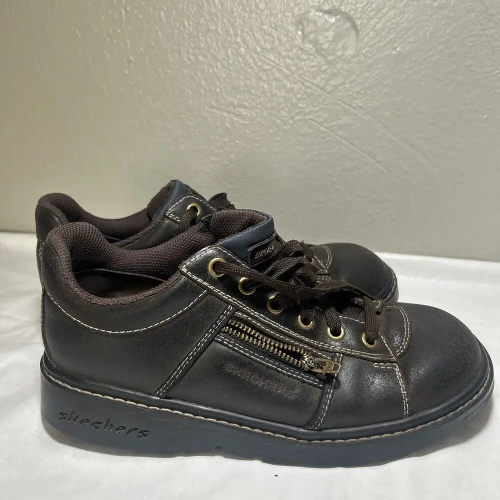 Vtg Y2K Skechers Tredd Jammers Womens 8 46406 Dark-Brown Chunky Shoes Lace-Up